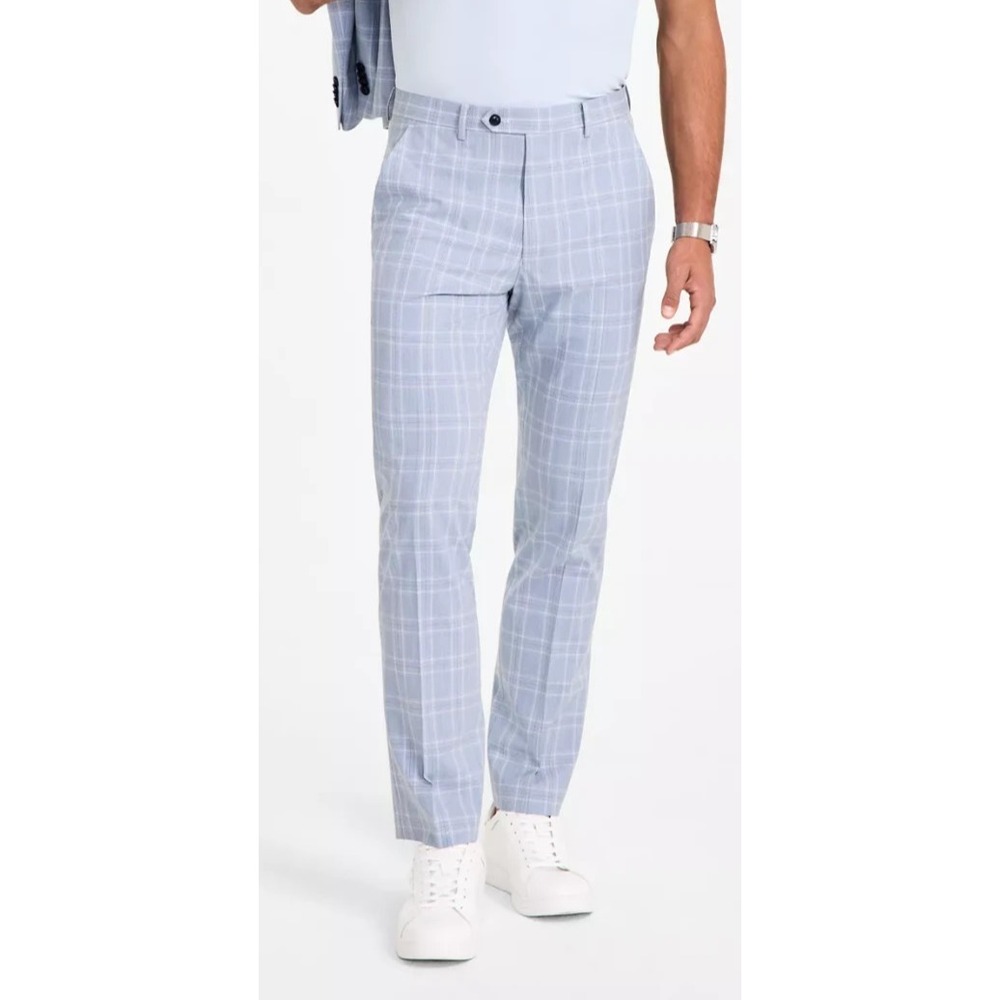 New $135 Alfani Performance Slim-Fit Plaid Travel Suit Pants Men's 30 x 30 Blue